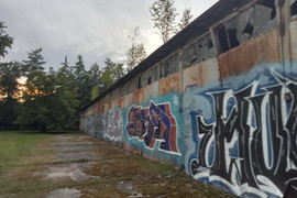 Budynek i tory bocznicy kolejowej