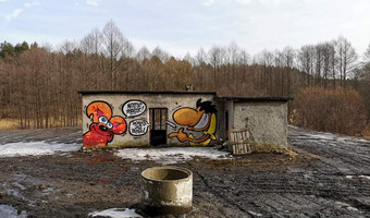Domek w lesie z graffiti