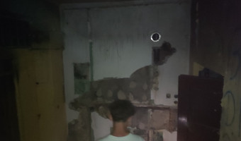 Spalone domy w parku