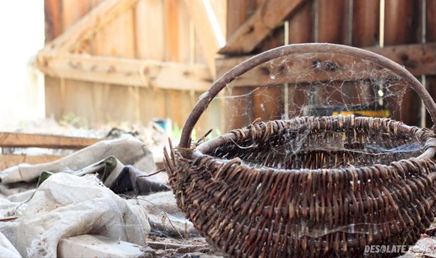 Opuszczone gospodarstwo - dom i stodoła, grabniak